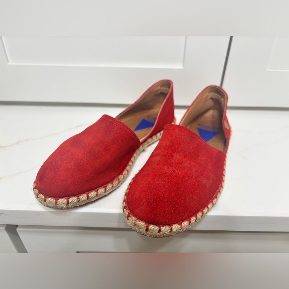 Verbena Red Suede Espadrilles Slip-On Flats Women’s Size 38